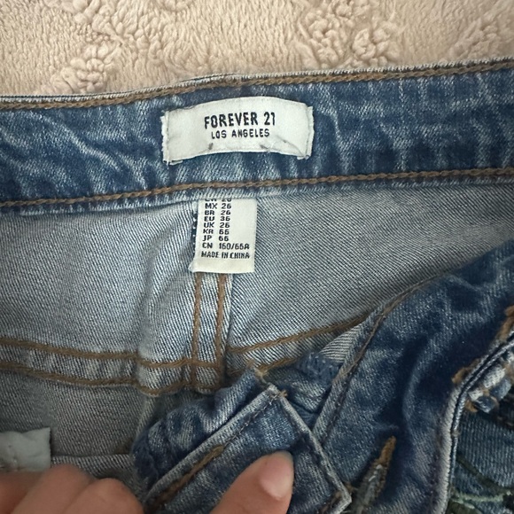 Floral Embroidered Blue Jeans - Picture 2 of 2